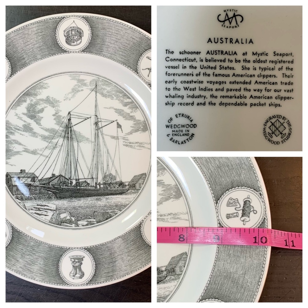 Wedgwood Mystic Seaport Australia Plate Decorative Nautical Clipper Ship 10.5"‎